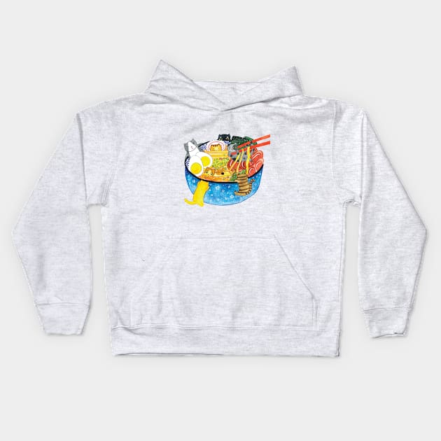 Cat Ramen Kids Hoodie by jessthechen